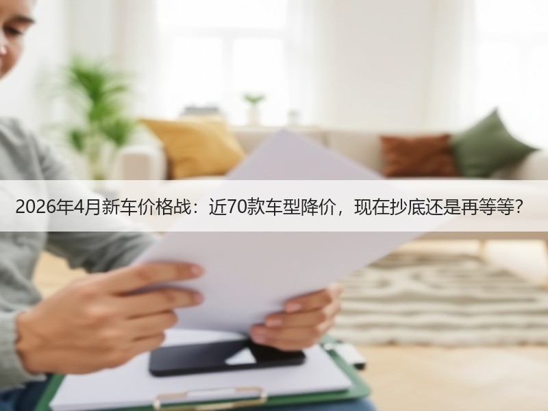 2026年4月新车价格战：近70款车型降价，现在抄底还是再等等？