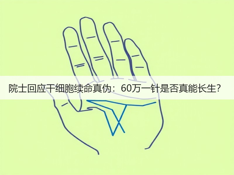 院士回应干细胞续命真伪：60万一针是否真能长生？