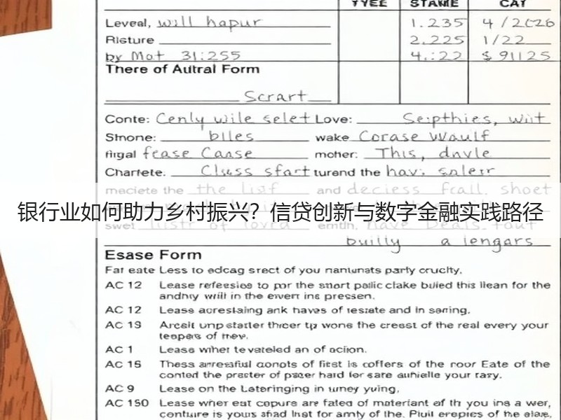 银行业如何助力乡村振兴？信贷创新与数字金融实践路径